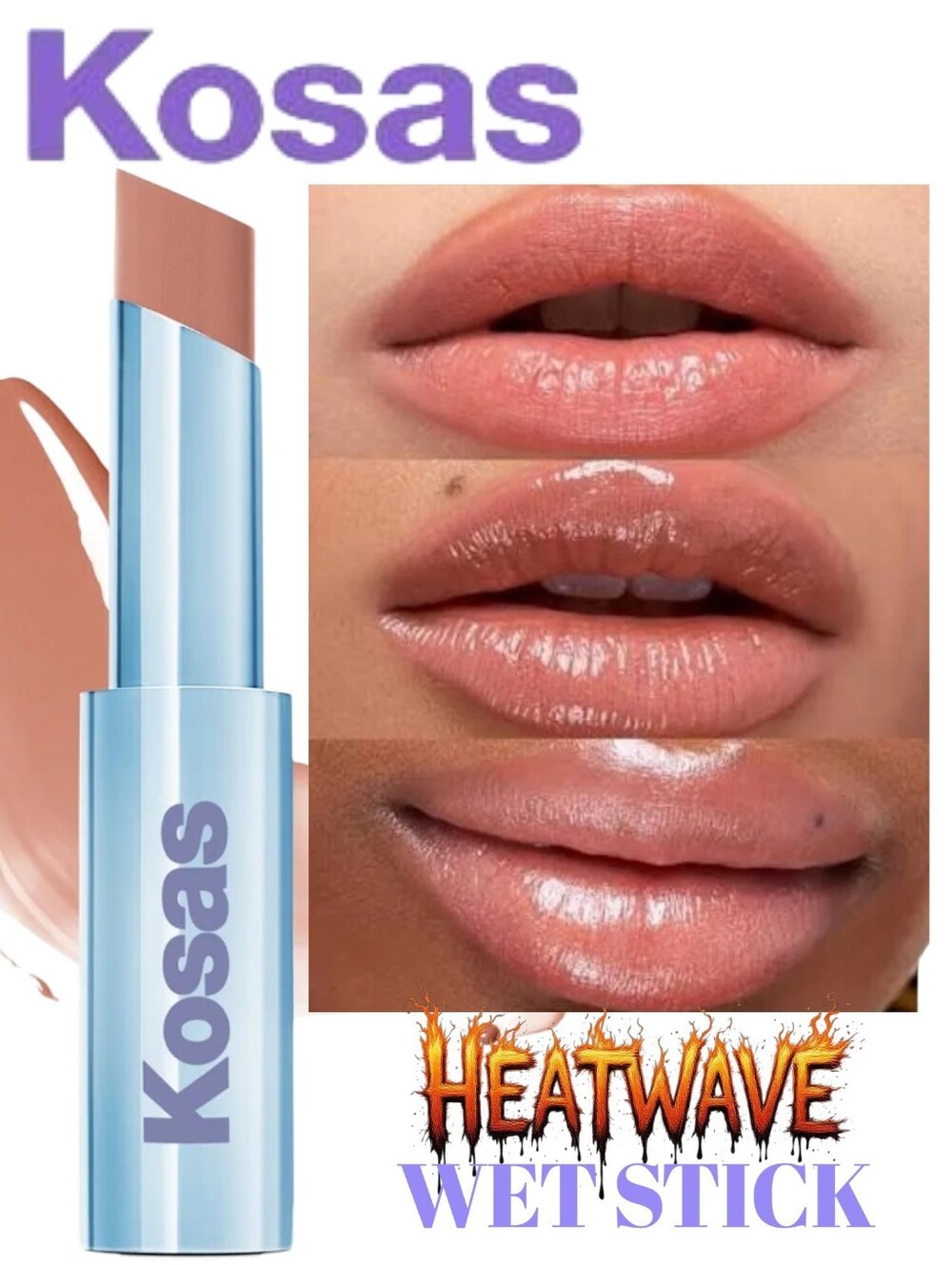Kosas Moisturizing Lip Shine - Heatwave- Neutral Rosey Beige - Tinted Lip Balm